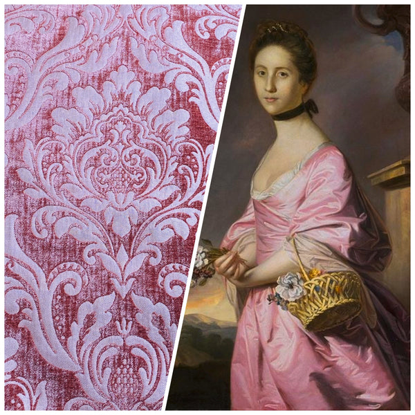 NEW Queen Isabella Designer Damask Burnout Chenille Velvet Fabric Rose Pink - Fancy Styles Fabric Pierre Frey Lee Jofa Brunschwig & Fils
