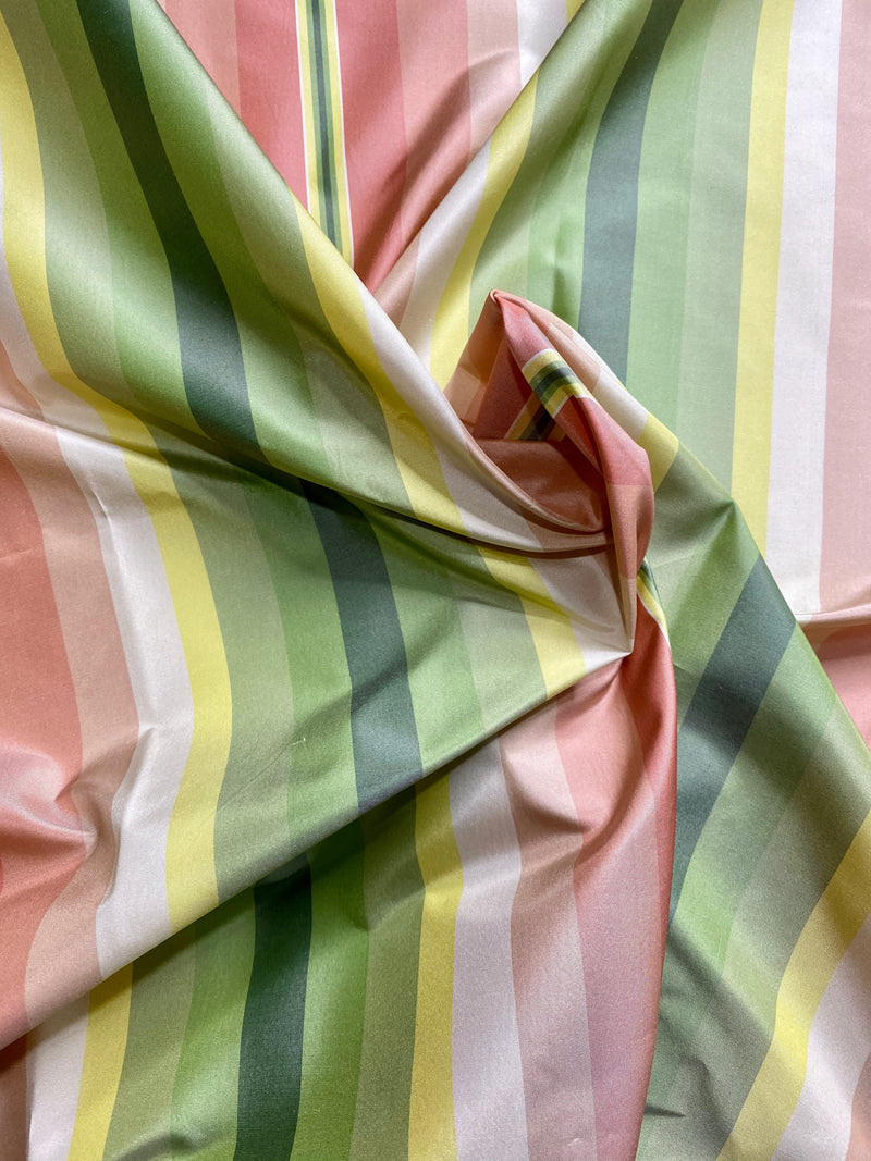 NEW Lady Delilah Designer 100% Silk Taffeta Rainbow Stripes Fabric - 55" Wide - Fancy Styles Fabric Pierre Frey Lee Jofa Brunschwig & Fils