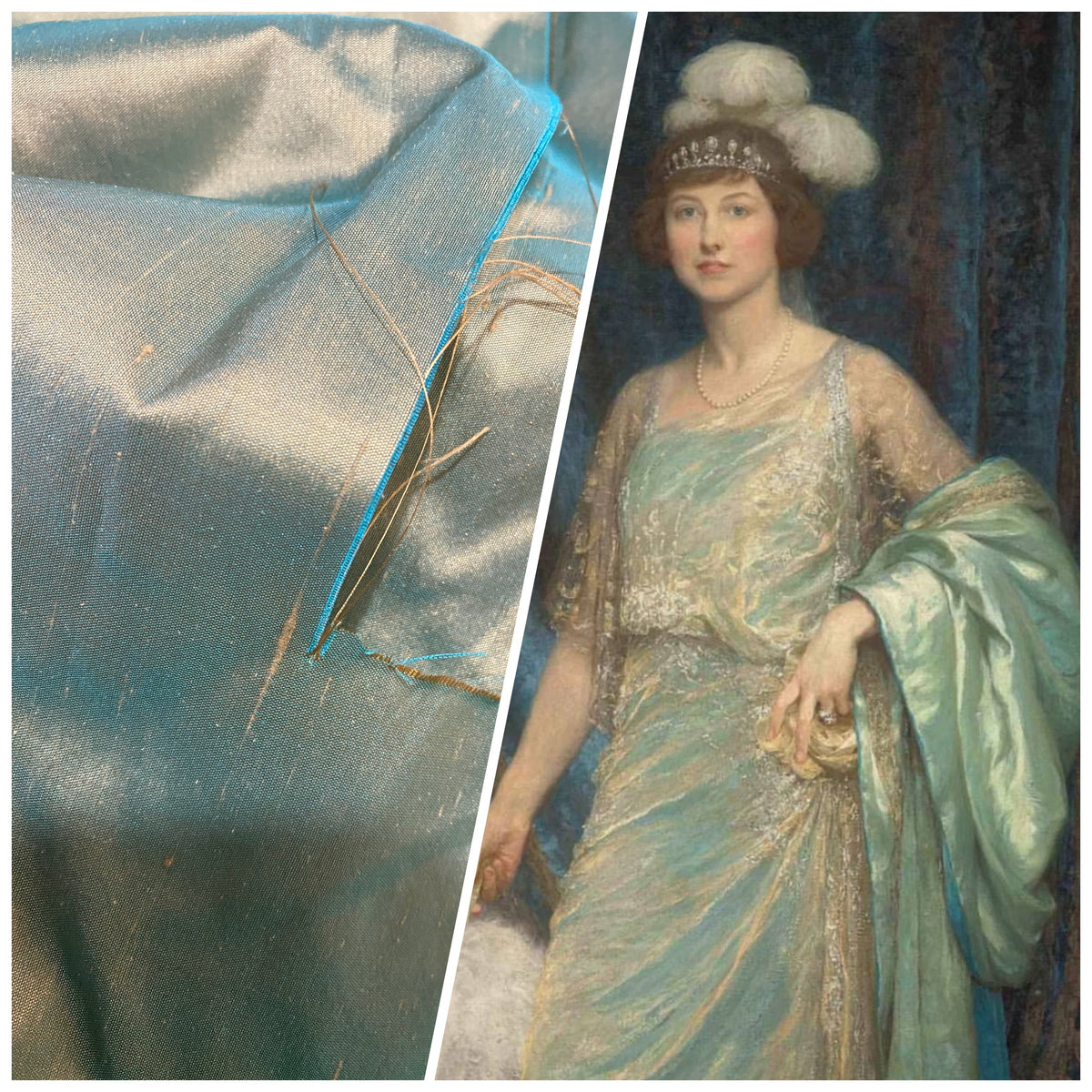 NEW Duchess Mable Designer 100% Silk Dupioni Fabric in Aqua Turquoise with Peach Iridescence - Fancy Styles Fabric Pierre Frey Lee Jofa Brunschwig & Fils