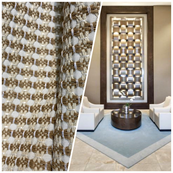 NEW Duchess Abbie Basketweave Seagrass Bistro Chair Inspired Upholstery and Drapery Fabric in Beige and Cream - Fancy Styles Fabric Pierre Frey Lee Jofa Brunschwig & Fils