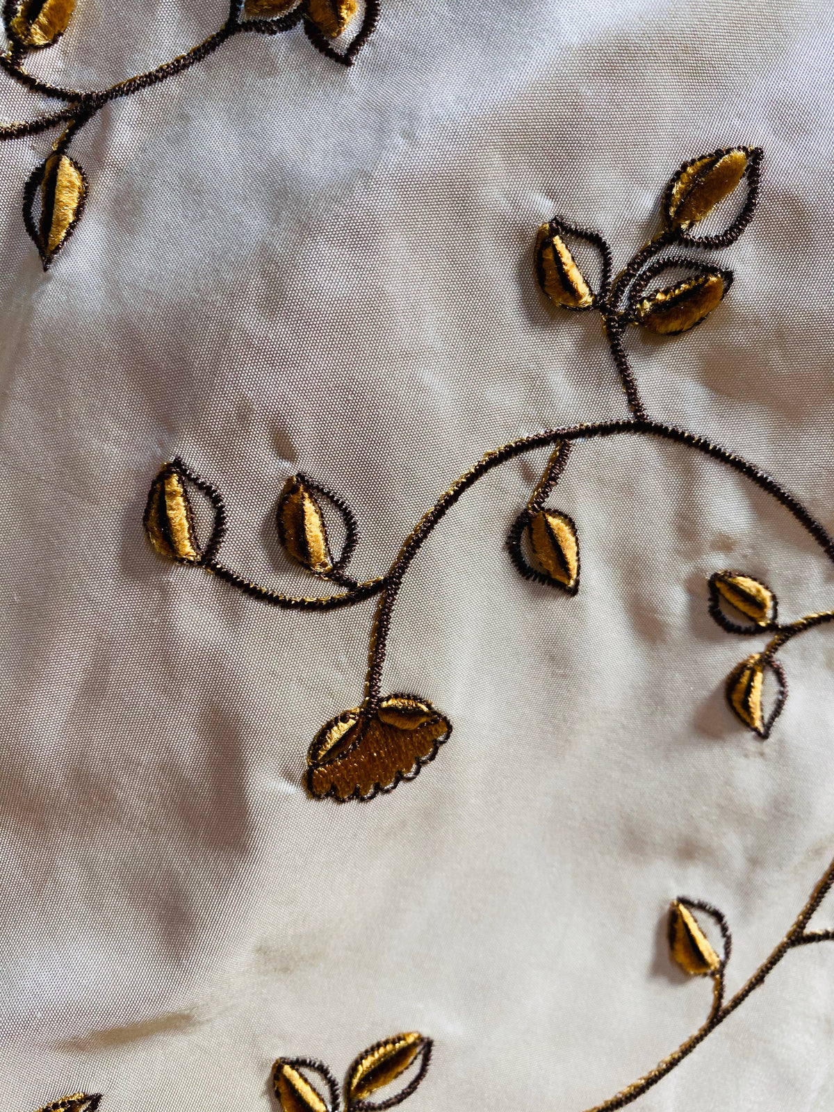 NEW Countess Stephanie 100% Silk Taffeta Copper Embroidered Velvet Flowers in Cream - Fancy Styles Fabric Pierre Frey Lee Jofa Brunschwig & Fils