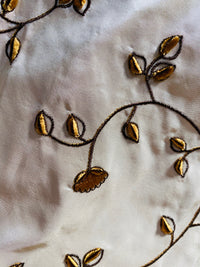 NEW Countess Stephanie 100% Silk Taffeta Copper Embroidered Velvet Flowers in Cream - Fancy Styles Fabric Pierre Frey Lee Jofa Brunschwig & Fils
