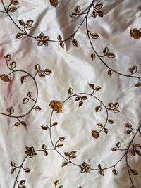 NEW Countess Stephanie 100% Silk Taffeta Copper Embroidered Velvet Flowers in Cream - Fancy Styles Fabric Pierre Frey Lee Jofa Brunschwig & Fils