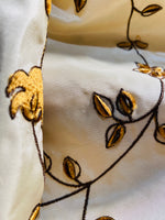 NEW Countess Stephanie 100% Silk Taffeta Copper Embroidered Velvet Flowers in Cream - Fancy Styles Fabric Pierre Frey Lee Jofa Brunschwig & Fils