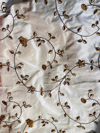 NEW Countess Stephanie 100% Silk Taffeta Copper Embroidered Velvet Flowers in Cream - Fancy Styles Fabric Pierre Frey Lee Jofa Brunschwig & Fils