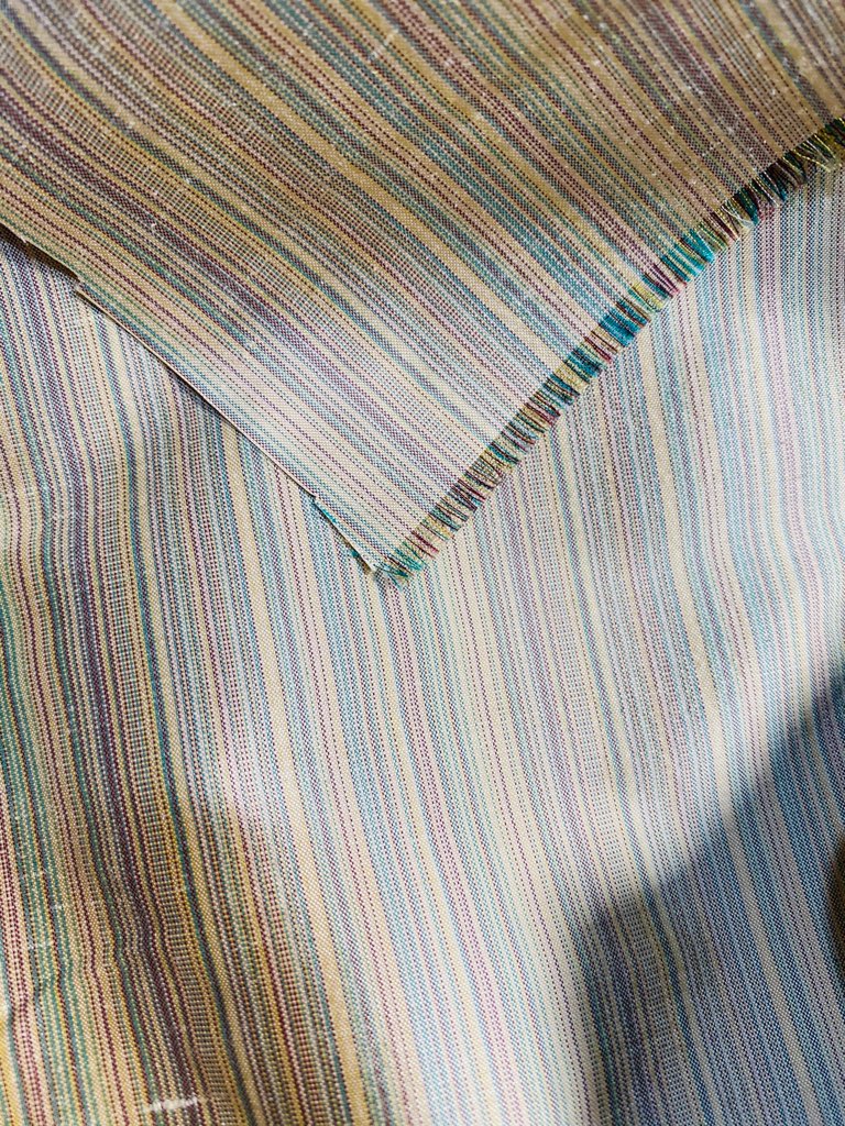 NEW Lady Bridgette Designer 100% Silk Dupioni Blue Unicorn Pinstriped Fabric - Fancy Styles Fabric Pierre Frey Lee Jofa Brunschwig & Fils
