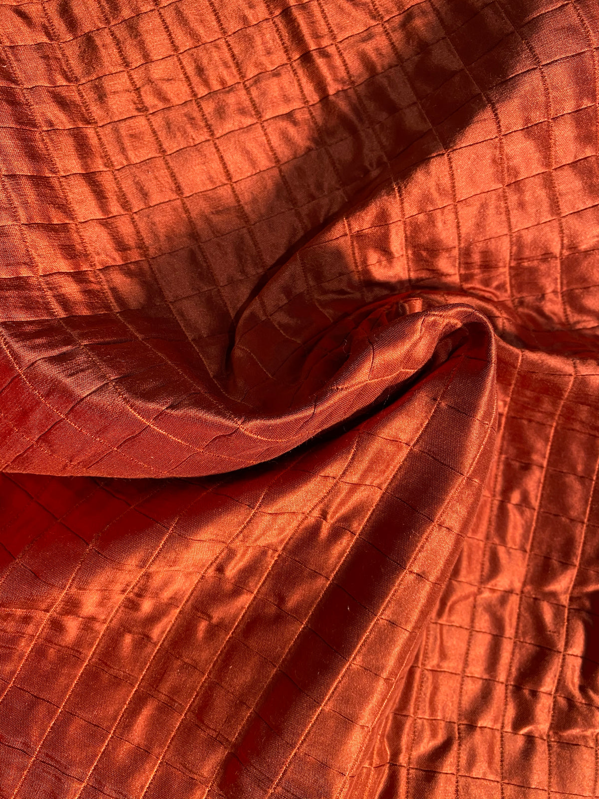 NEW Lady Celestine 100% Silk Designer Terracotta Green Quilted Fabric - Fancy Styles Fabric Pierre Frey Lee Jofa Brunschwig & Fils