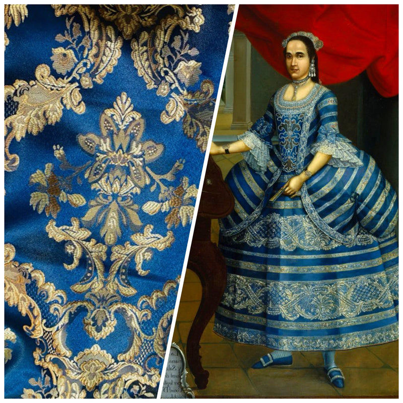 NEW Prince Lucas Designer Satin Damask Brocade Upholstery Drapery Peacock Blue Fabric - Fancy Styles Fabric Pierre Frey Lee Jofa Brunschwig & Fils