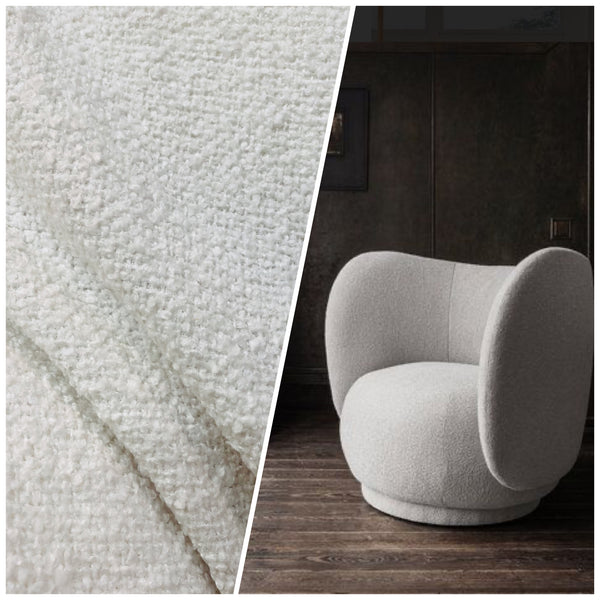 NEW Countess Yolanda Designer Heavyweight Boucle Upholstery & Drapery Fabric in White - Fancy Styles Fabric Pierre Frey Lee Jofa Brunschwig & Fils