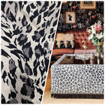 NEW Prince Stanley Novelty Embroidered Leopard Decorating Fabric in Cream, Black, and Gray - Fancy Styles Fabric Pierre Frey Lee Jofa Brunschwig & Fils
