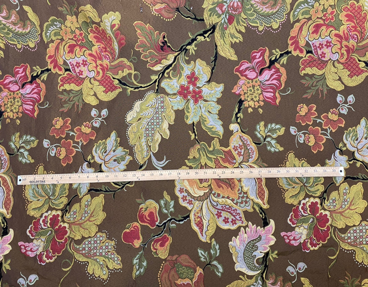 NEW Designer Floral Brocade Damask Upholstery Fabric- Made In Belgium- Brown - Fancy Styles Fabric Pierre Frey Lee Jofa Brunschwig & Fils