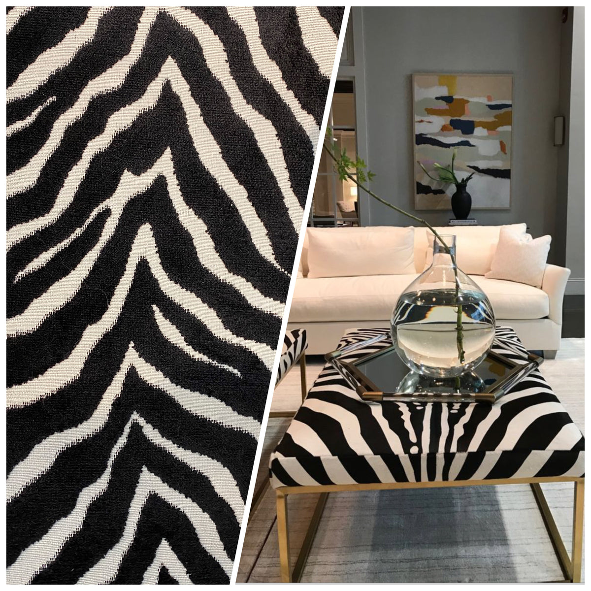 NEW Baroness Myrtle Novelty Upholstery White and Black Zebra Yarn Dye Chenille Made in Italy - Fancy Styles Fabric Pierre Frey Lee Jofa Brunschwig & Fils
