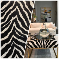 NEW Baroness Myrtle Novelty Upholstery White and Black Zebra Yarn Dye Chenille Made in Italy - Fancy Styles Fabric Pierre Frey Lee Jofa Brunschwig & Fils