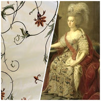 NEW Countess Manon 100% Silk Taffeta in Cream with Floral Embroidered Fabric - Fancy Styles Fabric Pierre Frey Lee Jofa Brunschwig & Fils