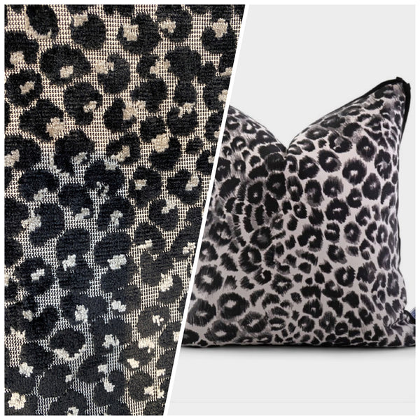 NEW Baron Clyde Novelty Italian Leopard Upholstery Chenille Velvet Gray Black and White - Fancy Styles Fabric Pierre Frey Lee Jofa Brunschwig & Fils