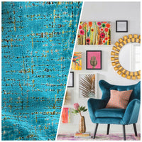 NEW Prince Archibald Novelty Upholstery Burnout Chenille Velvet Fabric in Turquoise - Fancy Styles Fabric Pierre Frey Lee Jofa Brunschwig & Fils