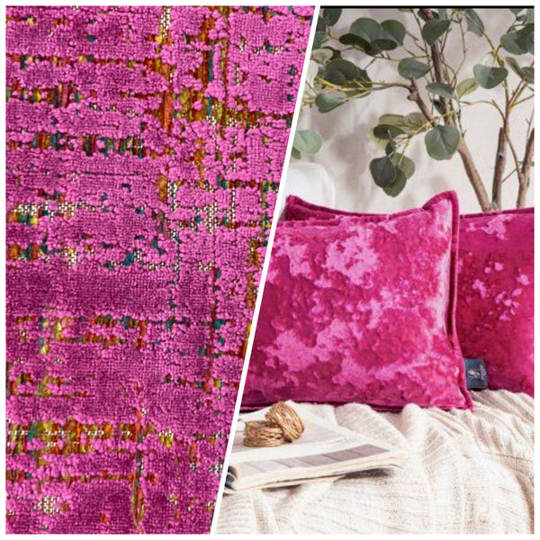 NEW Prince Archibald Novelty Upholstery Burnout Chenille Velvet Fabric in Fuchsia - Fancy Styles Fabric Pierre Frey Lee Jofa Brunschwig & Fils