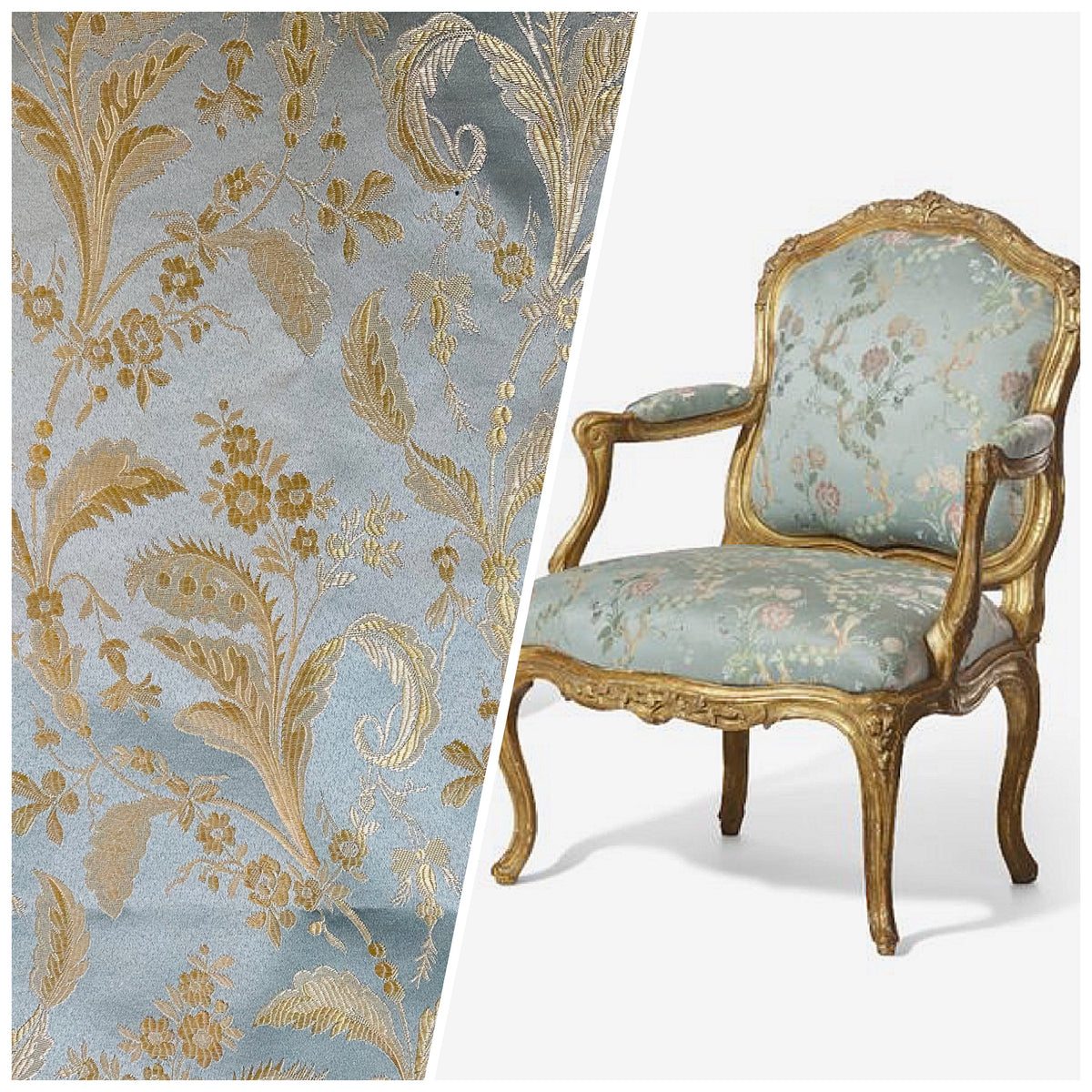 NEW Sir Linus Neoclassical Aubusson Inspired Duck Egg Blue Floral Upholstery Drapery Fabric - Fancy Styles Fabric Pierre Frey Lee Jofa Brunschwig & Fils