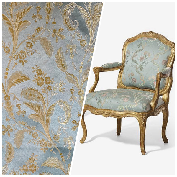 NEW Sir Linus Neoclassical Aubusson Inspired Duck Egg Blue Floral Upholstery Drapery Fabric - Fancy Styles Fabric Pierre Frey Lee Jofa Brunschwig & Fils