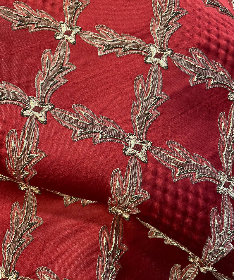 NEW Lady Cadence Antique Inspired Red Satin Brocade Upholstery Fabric - Fancy Styles Fabric Pierre Frey Lee Jofa Brunschwig & Fils