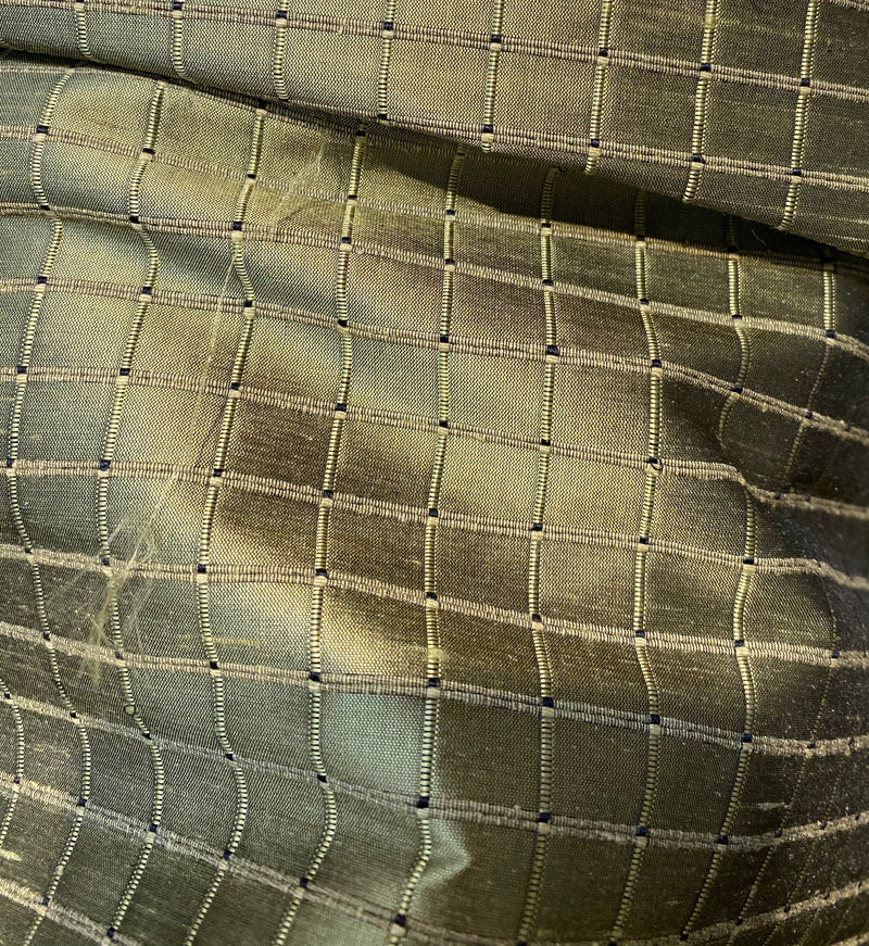 NEW Duchess Jenna 100% Silk Taffeta Fabric Green Dragon Scale Embroidered Squares - Fancy Styles Fabric Pierre Frey Lee Jofa Brunschwig & Fils
