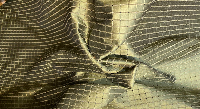 NEW Duchess Jenna 100% Silk Taffeta Fabric Green Dragon Scale Embroidered Squares - Fancy Styles Fabric Pierre Frey Lee Jofa Brunschwig & Fils