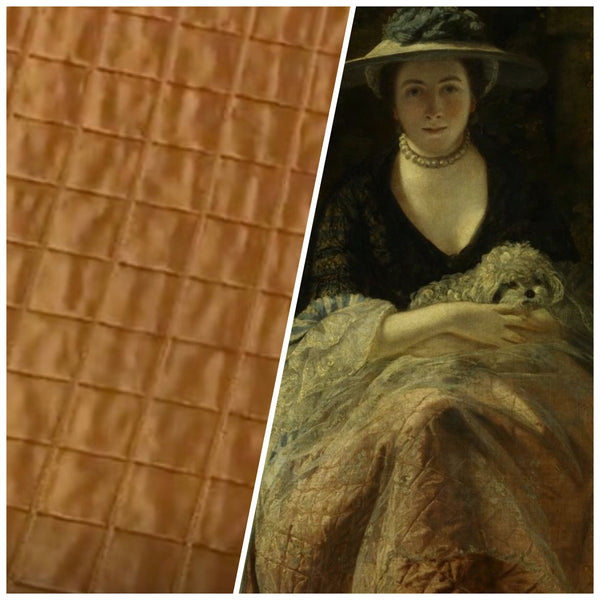 NEW Lady Celestine 100% Silk Designer Copper Peach Quilted Fabric - Fancy Styles Fabric Pierre Frey Lee Jofa Brunschwig & Fils