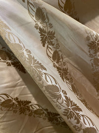 NEW Contessa Irene Faux Silk Taffeta Champagne and Old Gold Striped with Vine Embroidery - Fancy Styles Fabric Pierre Frey Lee Jofa Brunschwig & Fils
