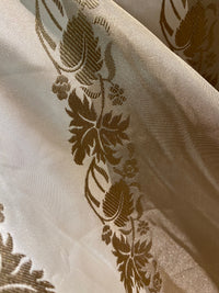 NEW Contessa Irene Faux Silk Taffeta Champagne and Old Gold Striped with Vine Embroidery - Fancy Styles Fabric Pierre Frey Lee Jofa Brunschwig & Fils