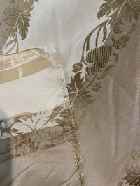 NEW Contessa Irene Faux Silk Taffeta Champagne and Old Gold Striped with Vine Embroidery - Fancy Styles Fabric Pierre Frey Lee Jofa Brunschwig & Fils