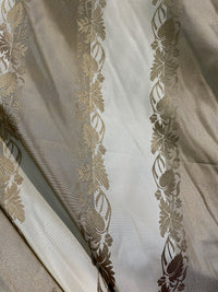 NEW Contessa Irene Faux Silk Taffeta Champagne and Old Gold Striped with Vine Embroidery - Fancy Styles Fabric Pierre Frey Lee Jofa Brunschwig & Fils