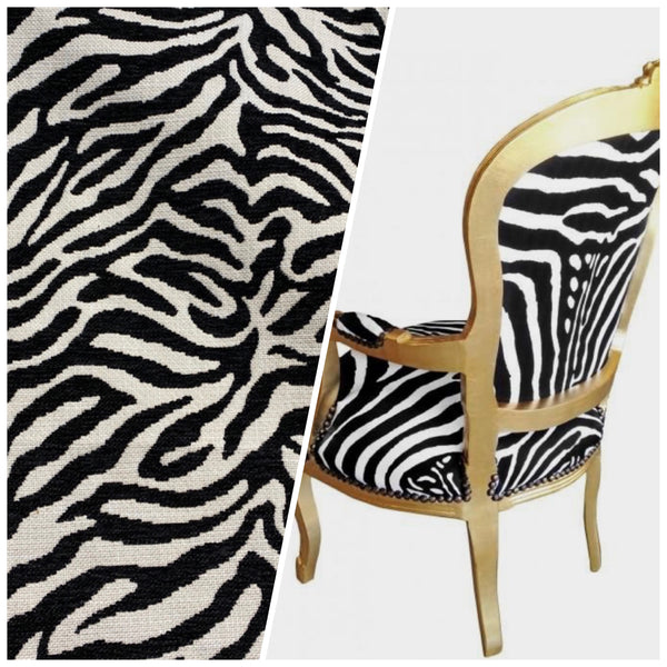 NEW Queen Claudia Designer Upholstery Heavyweight Burnout Zebra Chenille Fabric Black and White - Fancy Styles Fabric Pierre Frey Lee Jofa Brunschwig & Fils