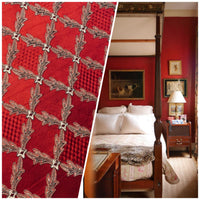NEW Lady Cadence Antique Inspired Red Satin Brocade Upholstery Fabric - Fancy Styles Fabric Pierre Frey Lee Jofa Brunschwig & Fils