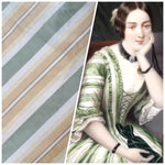 NEW Count Winston 100% Silk Taffeta Striped Sage Green, Ivory, & Yellow Fabric - Fancy Styles Fabric Pierre Frey Lee Jofa Brunschwig & Fils