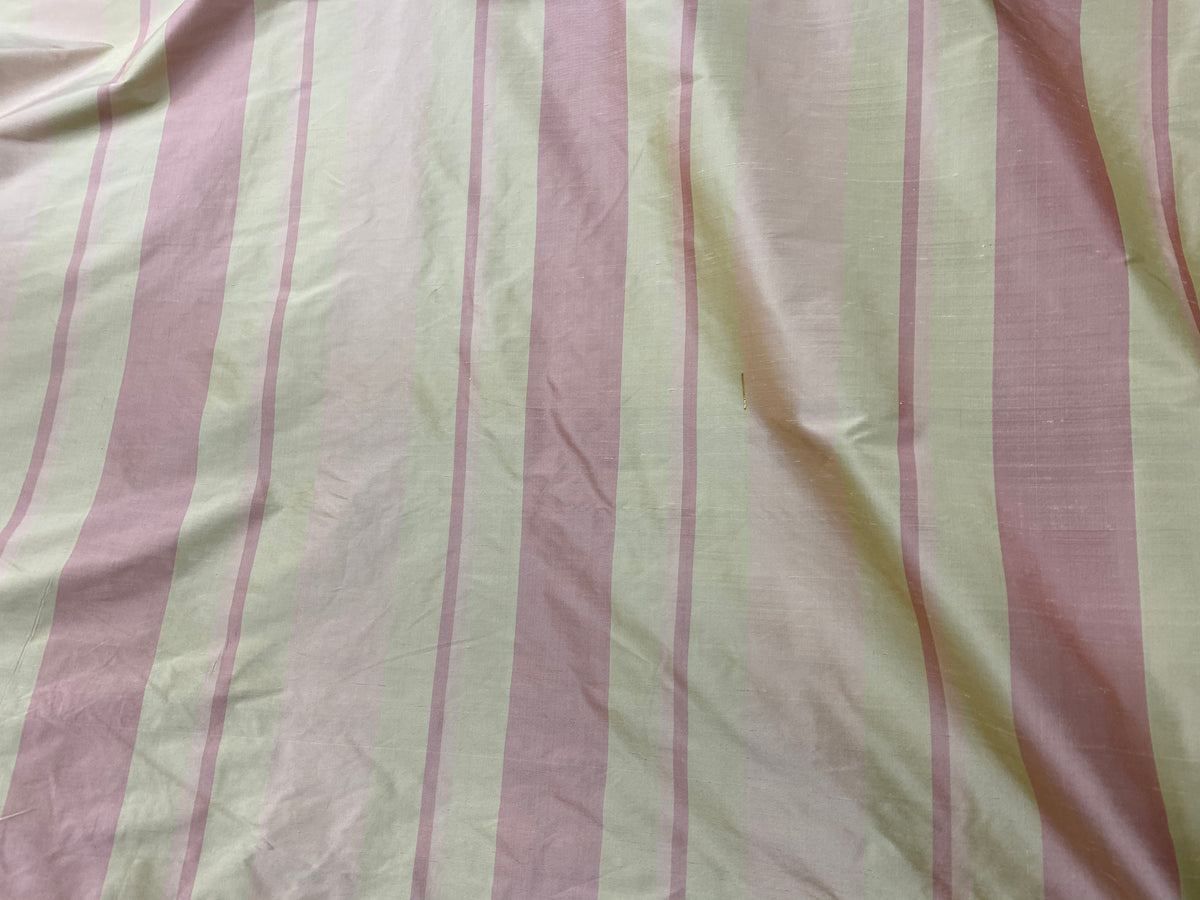 NEW Contessa Dora 100% Silk Pastel Pink and Yellow Stripe Dupioni Fabric - Fancy Styles Fabric Pierre Frey Lee Jofa Brunschwig & Fils