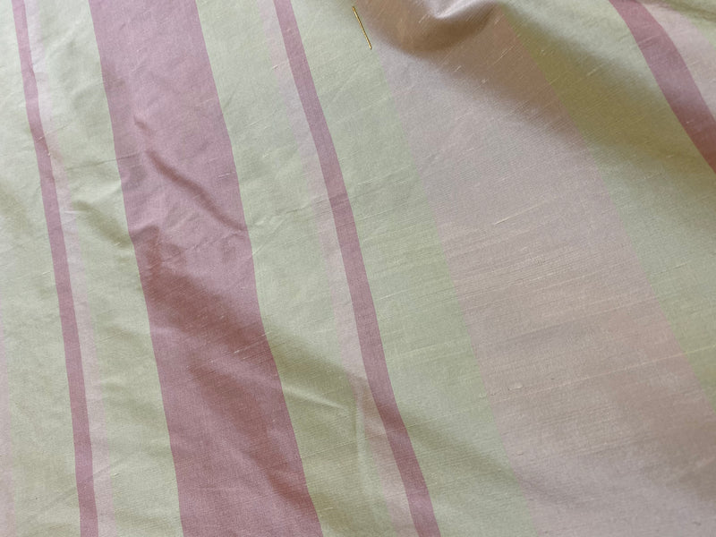 NEW Contessa Dora 100% Silk Pastel Pink and Yellow Stripe Dupioni Fabric - Fancy Styles Fabric Pierre Frey Lee Jofa Brunschwig & Fils