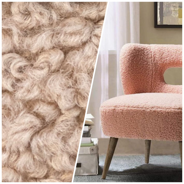 NEW Sir Hugo Designer Upholstery Boucle Sherpa Faux Fur Fabric in Ballet Pink - Fancy Styles Fabric Pierre Frey Lee Jofa Brunschwig & Fils