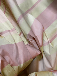 NEW Contessa Dora 100% Silk Pastel Pink and Yellow Stripe Dupioni Fabric - Fancy Styles Fabric Pierre Frey Lee Jofa Brunschwig & Fils