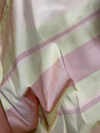 NEW Contessa Dora 100% Silk Pastel Pink and Yellow Stripe Dupioni Fabric - Fancy Styles Fabric Pierre Frey Lee Jofa Brunschwig & Fils