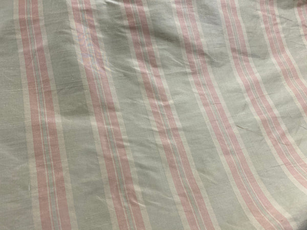 NEW Baroness Florence 100% Silk Rococo Dupioni Stripe Faded Pastel Pink and Pistachio - Fancy Styles Fabric Pierre Frey Lee Jofa Brunschwig & Fils
