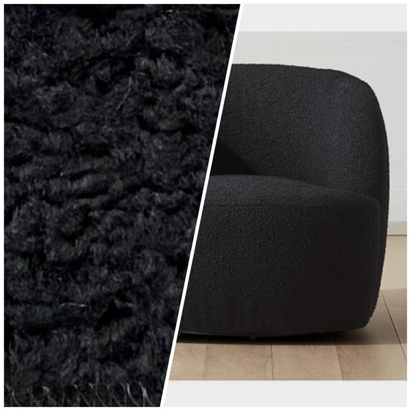 NEW Sir Hugo Designer Upholstery Boucle Sherpa Faux Fur Fabric in Black - Fancy Styles Fabric Pierre Frey Lee Jofa Brunschwig & Fils