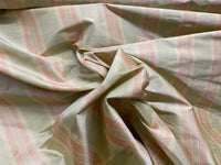 NEW Baroness Florence 100% Silk Rococo Dupioni Stripe Faded Pastel Pink and Pistachio - Fancy Styles Fabric Pierre Frey Lee Jofa Brunschwig & Fils