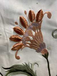 NEW Countess Manon 100% Silk Taffeta in Cream with Floral Embroidered Fabric - Fancy Styles Fabric Pierre Frey Lee Jofa Brunschwig & Fils