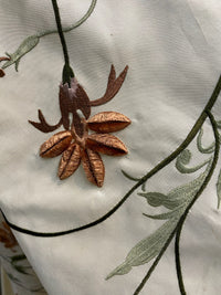 NEW Countess Manon 100% Silk Taffeta in Cream with Floral Embroidered Fabric - Fancy Styles Fabric Pierre Frey Lee Jofa Brunschwig & Fils