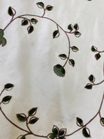 NEW Countess Stephanie 100% Silk Taffeta White Cream with Olive Velvet Embroidered Flowers - Fancy Styles Fabric Pierre Frey Lee Jofa Brunschwig & Fils