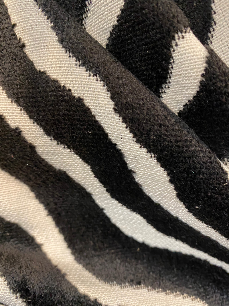NEW Baroness Myrtle Novelty Upholstery White and Black Zebra Yarn Dye Chenille Made in Italy - Fancy Styles Fabric Pierre Frey Lee Jofa Brunschwig & Fils