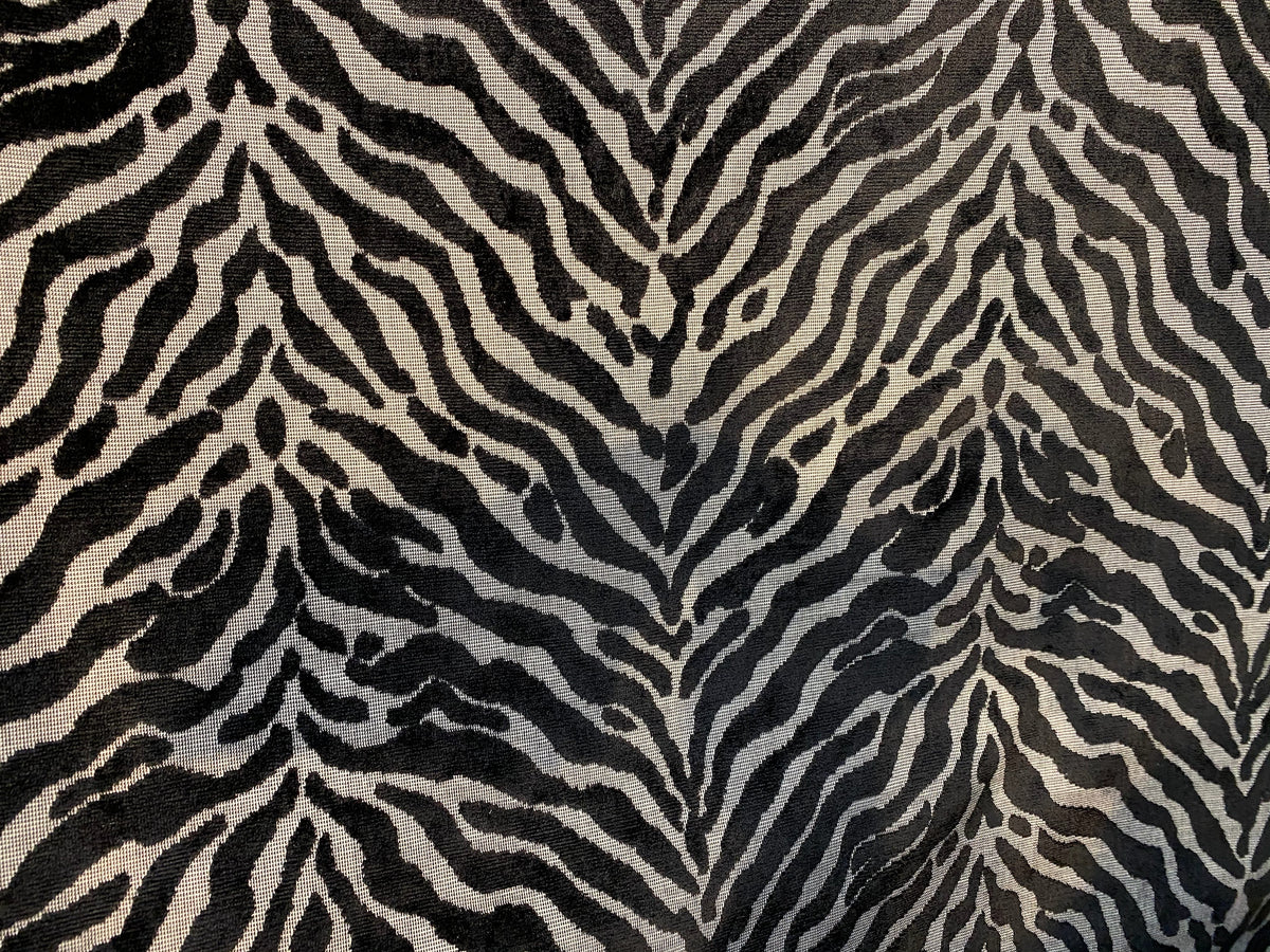 NEW Sir Herbert Novelty Italian Zebra Upholstery Chenille Velvet Gray and Black - Fancy Styles Fabric Pierre Frey Lee Jofa Brunschwig & Fils