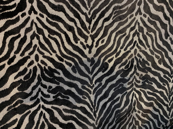 NEW Sir Herbert Novelty Italian Zebra Upholstery Chenille Velvet Gray and Black - Fancy Styles Fabric Pierre Frey Lee Jofa Brunschwig & Fils