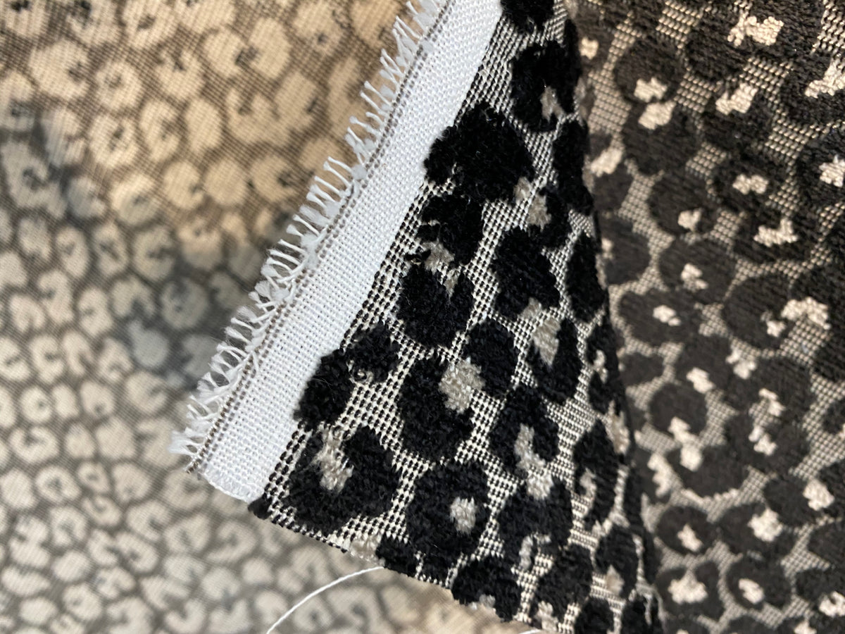 NEW Baron Clyde Novelty Italian Leopard Upholstery Chenille Velvet Gray Black and White - Fancy Styles Fabric Pierre Frey Lee Jofa Brunschwig & Fils