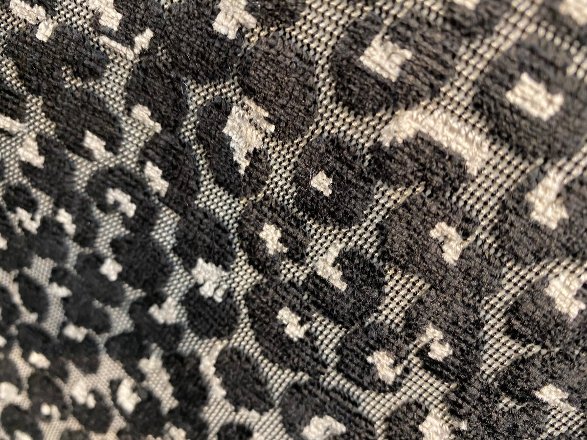 NEW Baron Clyde Novelty Italian Leopard Upholstery Chenille Velvet Gray Black and White - Fancy Styles Fabric Pierre Frey Lee Jofa Brunschwig & Fils